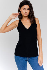 Front and Back Deep V-Neck Tank Top- 4 Colors