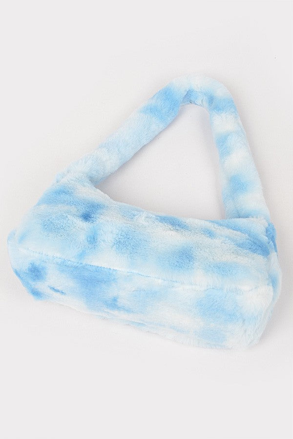 Tie Dye Faux Fur Shoulder Bag- Blue or Pink
