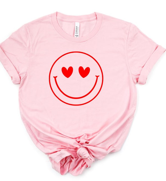 Smiley Face Heart Eyes Cozy Bella Canvas Tee- 7 Colors