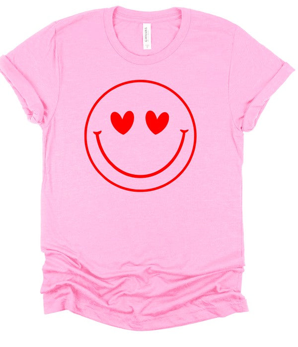 Plus Size Smiley Face Heart Eyes Cozy Bella Canvas Tee- 7 Colors