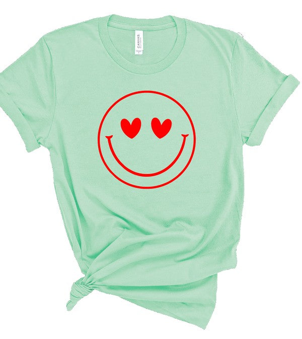 Smiley Face Heart Eyes Cozy Bella Canvas Tee- 7 Colors