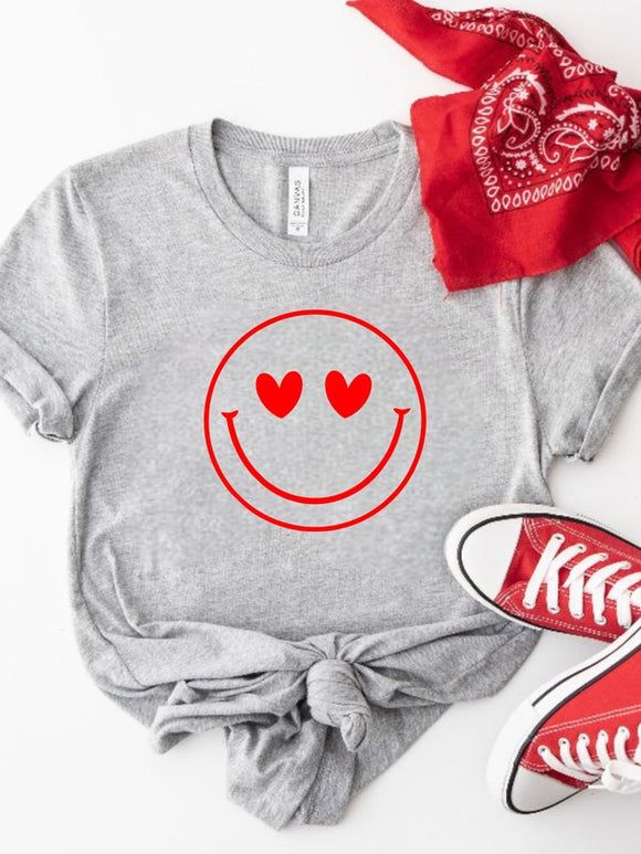 Plus Size Smiley Face Heart Eyes Cozy Bella Canvas Tee- 7 Colors