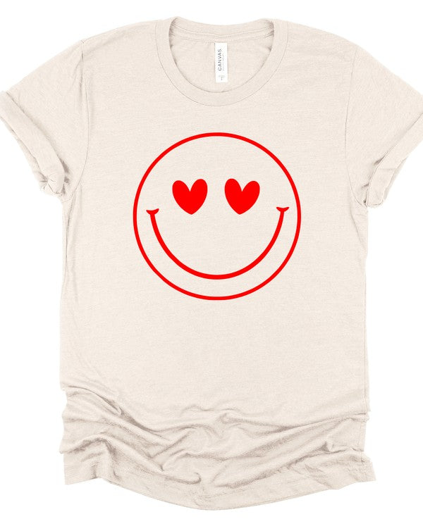 Smiley Face Heart Eyes Cozy Bella Canvas Tee- 7 Colors