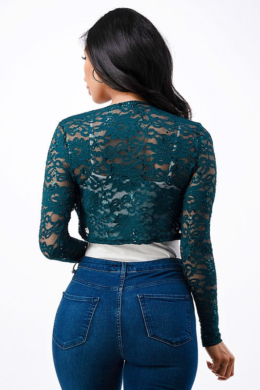 Long Sleeve Evening Lace Bolero- 5 Colors