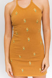 Halter Knit Dress with Embroidery