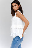 Sleeveless Asymmetrical Hem Line Tiered Top- 2 Colors