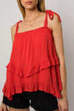 Sleeveless Asymmetrical Hem Line Tiered Top- 2 Colors