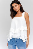 Sleeveless Asymmetrical Hem Line Tiered Top- 2 Colors