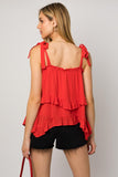 Sleeveless Asymmetrical Hem Line Tiered Top- 2 Colors