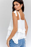 Sleeveless Asymmetrical Hem Line Tiered Top- 2 Colors