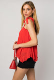 Sleeveless Asymmetrical Hem Line Tiered Top- 2 Colors