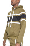 MEN'S SOLID WITH THREE STRIPE PULLOVER HOODIE- 4 COLORS