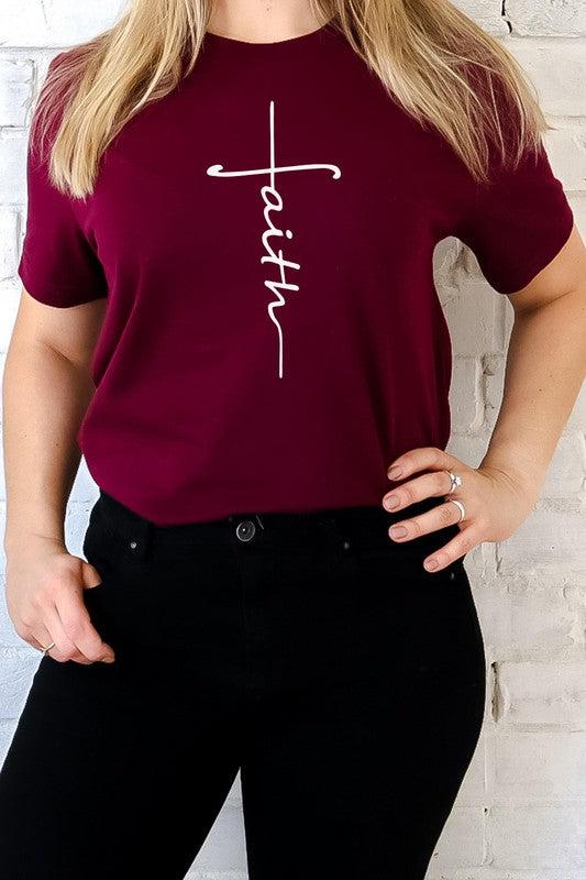 Faith Vertical Text Graphic Tee-10 Colors