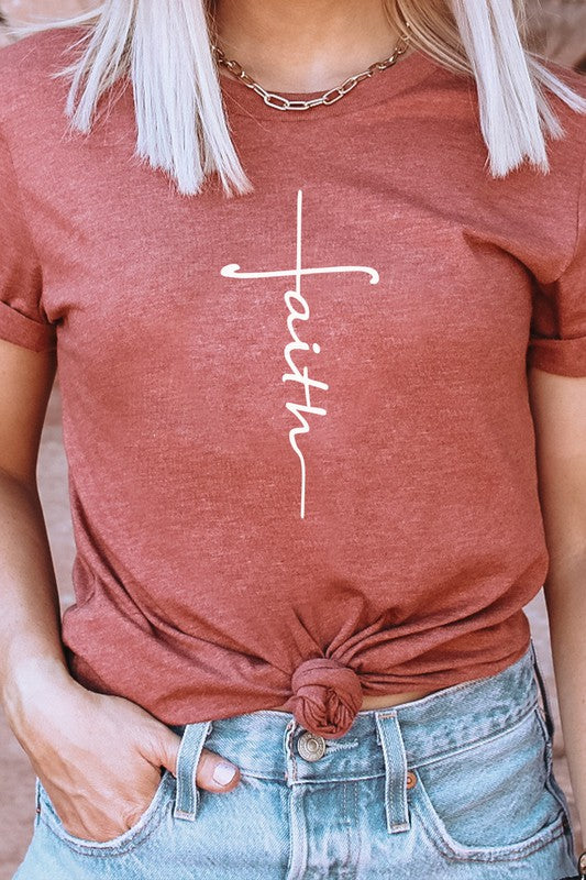 Faith Vertical Text Graphic Tee-10 Colors