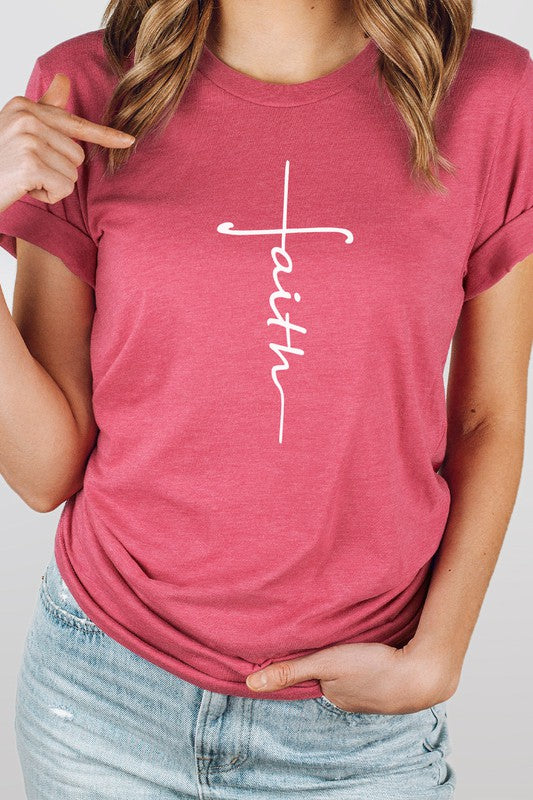 Faith Vertical Text Graphic Tee-10 Colors