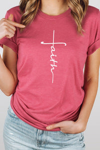 Faith Vertical Text Graphic Tee-10 Colors
