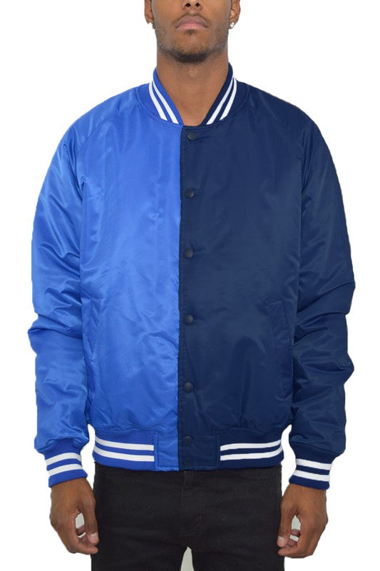 Men's Color Block Two Tone Varsity Jacket- 4 Colors