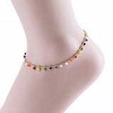 MULTI COLOR BEADED ANKLET BRACELET-2 COLORS