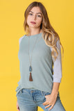 Waffle Knit Two Tone Tunic Top-3 Colors
