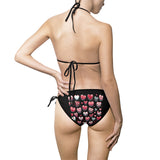 Bikini Swimsuit with Heart Prints