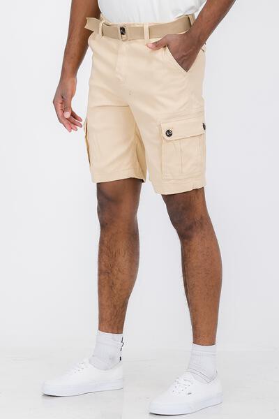 Weiv Men's Belted Cargo Shorts Pockets and Belt