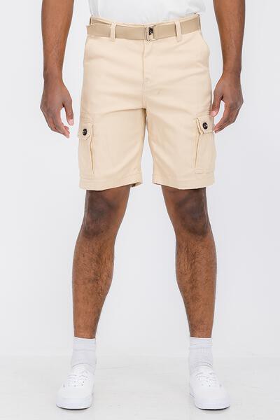 Weiv Men's Belted Cargo Shorts Pockets and Belt