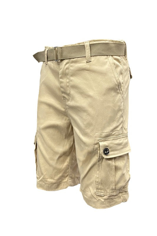 Weiv Men's Belted Cargo Shorts Pockets and Belt