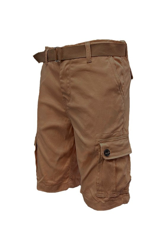 Weiv Men's Belted Cargo Shorts Pockets and Belt