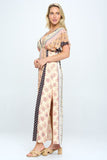 Renee C Print Kimono Maxi Dress with Side Slit