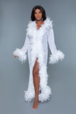 Glamour Boa Feather Trim Robe- 11 Colors