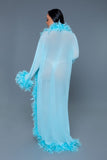 Glamour Boa Feather Trim Robe- 11 Colors