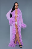 Glamour Boa Feather Trim Robe- 11 Colors