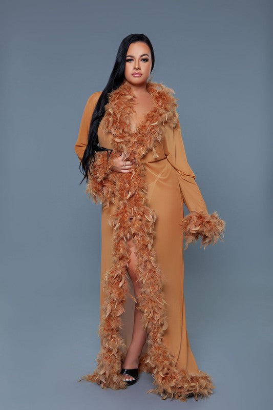 Glamour Boa Feather Trim Robe- 11 Colors