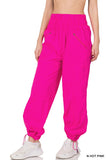 WINDBREAKER SMOCKED HIGH WAISTBAND JOGGER PANTS (3 COLORS)