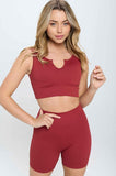 Two Piece Seamless Ribbed Tank Top  Biker Shorts Set-7 Colors