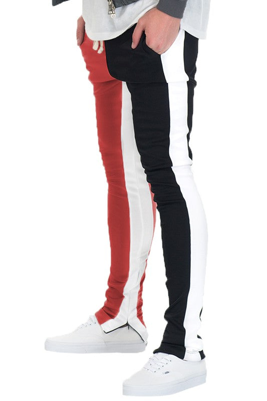 MEN'S TWO TONE COLOR BLOCK TRACK PANT JOGGER- 6 COLORS