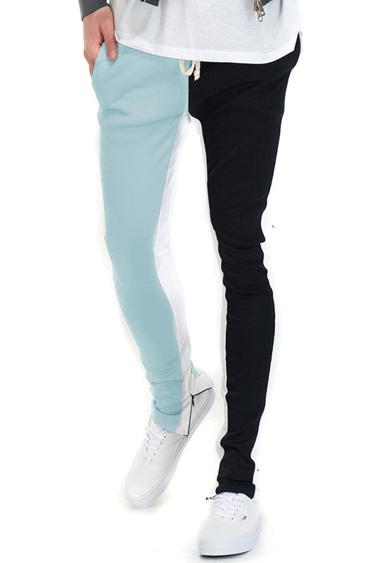 MEN'S TWO TONE COLOR BLOCK TRACK PANT JOGGER- 6 COLORS