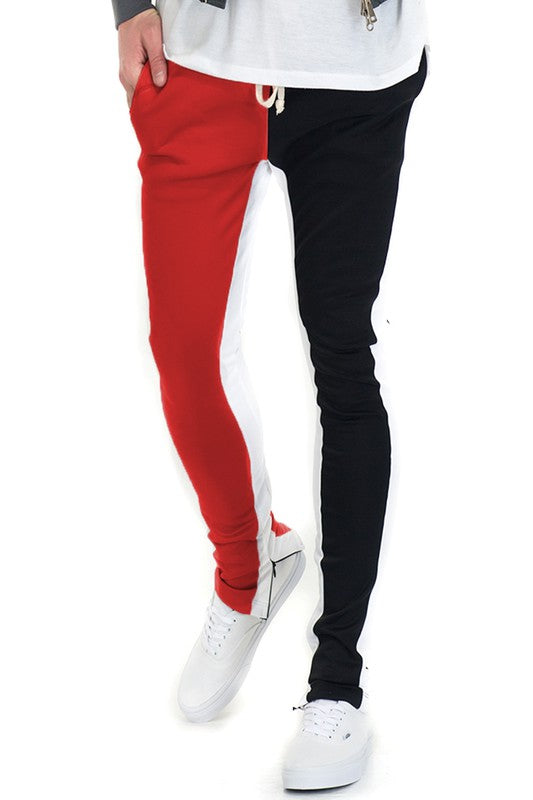 MEN'S TWO TONE COLOR BLOCK TRACK PANT JOGGER- 6 COLORS