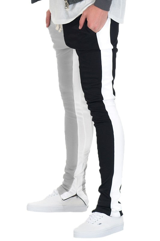 MEN'S TWO TONE COLOR BLOCK TRACK PANT JOGGER- 6 COLORS