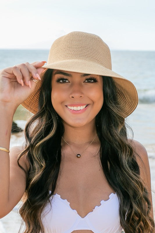 Bow Back Straw Bucket Hat-6 Colors