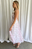 Floral Printed Tulle Maxi Dress