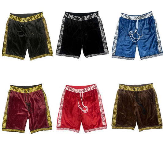 Men's Status Print Velour Shorts Suede Shorts