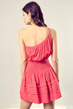 Pleated Detail One Shoulder Cami Dress-2 Colors