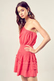 Pleated Detail One Shoulder Cami Dress-2 Colors