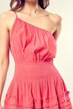 Pleated Detail One Shoulder Cami Dress-2 Colors