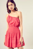 Pleated Detail One Shoulder Cami Dress-2 Colors