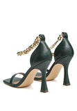 VENUSTA HEEL SANDAL WITH METAL CHAIN IN GOLD-2 COLORS