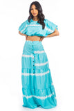 (Copy) Sky Blue & White Tie Dye Cropped Top & Maxi Skirt Set