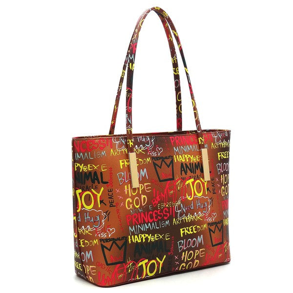 Multi Graffiti Print 3-in-1 Tote Shopper Set