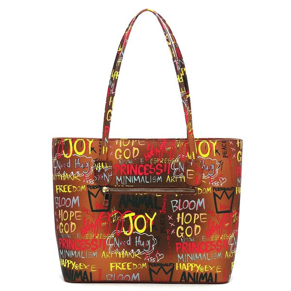 Multi Graffiti Print 3-in-1 Tote Shopper Set